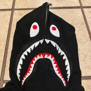 Bape Full Zip Shark Hoodie Ss22 All Black (Pre owned)